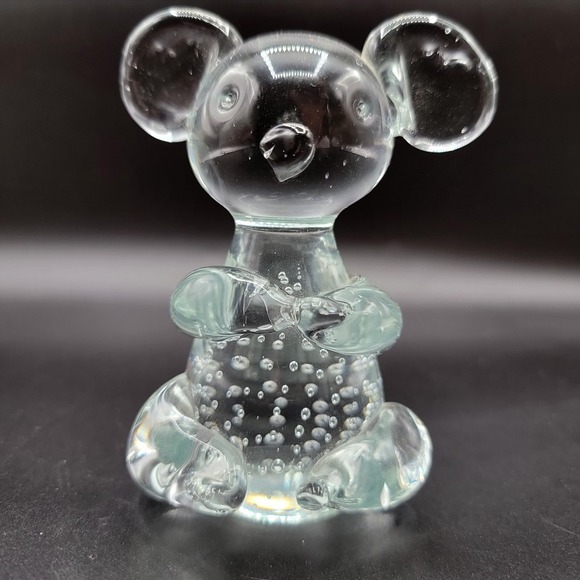 Other - Koala Bear Clear Art Glass Paperweight Figurine 4.25" x 3" Bubbles